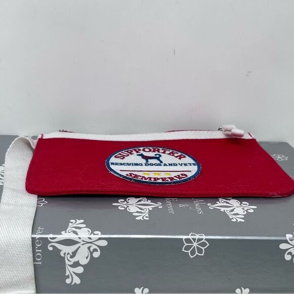 Red Canvas Semper K9 Supporter Patch Wristlet with White Strap - Picture 8 of 8